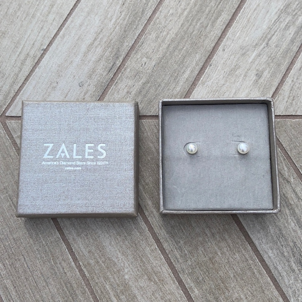 Zales sterling silver cultured pearl earrings